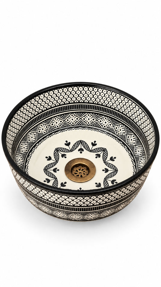 Atlas Noir β Hand-Painted Moroccan Ceramic Vessel Sink