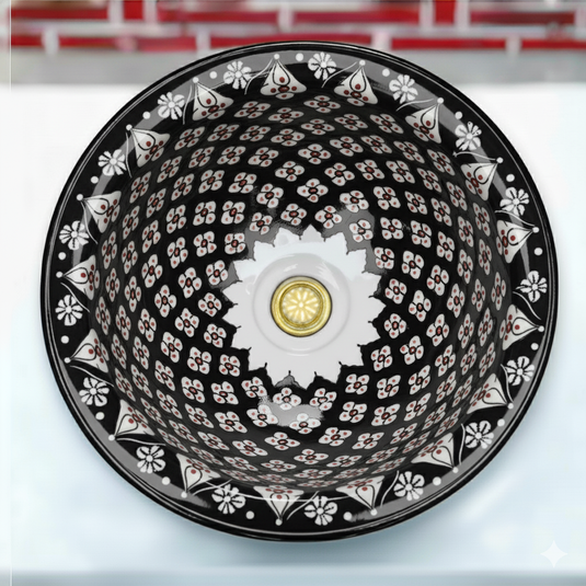 Hand-Painted Red Bathroom & Kitchen Sink