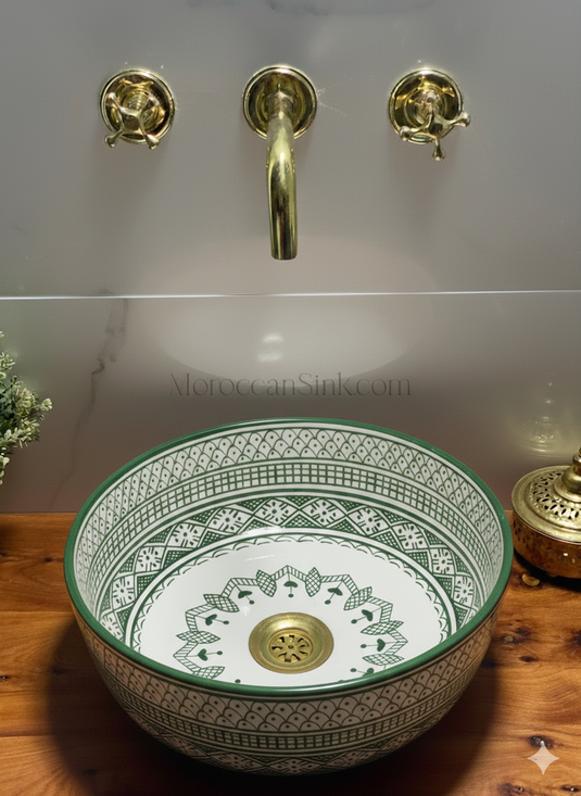 Bathroom Vessel Sink Hand-Painted Bathroom Mid Century Modern Bowl Sink Lavatory