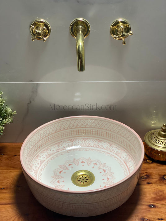 Bathroom Vessel Sink Hand-Painted Bathroom Mid Century Modern Bowl Sink Lavatory - Moroccan Sink