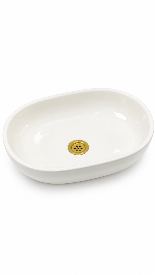 White Oval Ceramic Countertop Sink #022