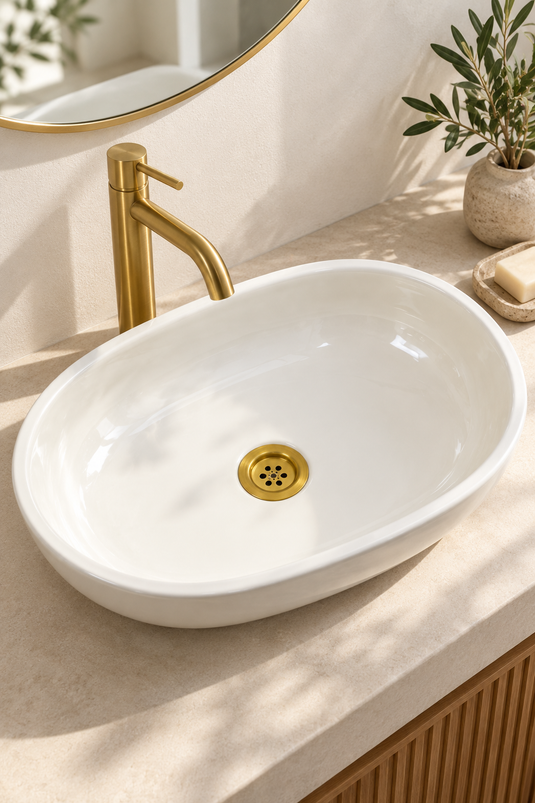 White Oval Ceramic Countertop Sink #022