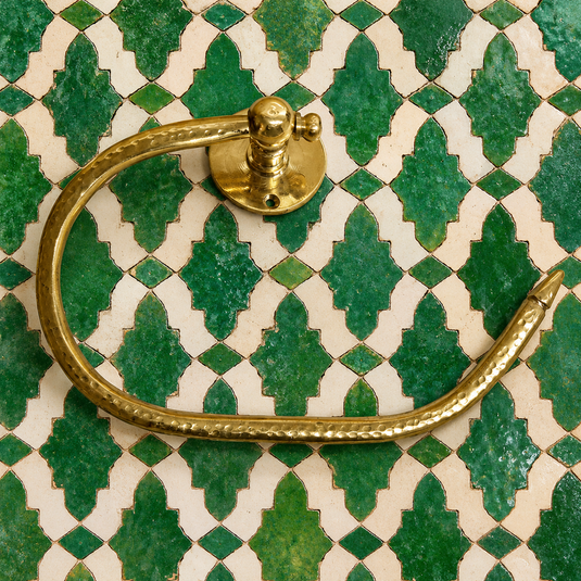 Handcrafted Moroccan Brass Towel Rack Vintage Boho Bathroom