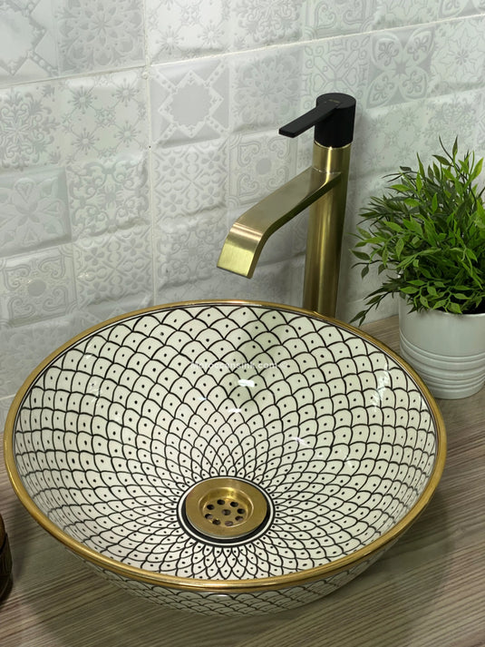 Moroccan Hand Painted Gold Ceramic Sink