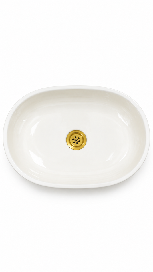 White Oval Ceramic Countertop Sink #022