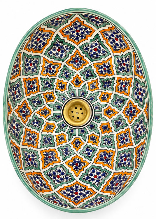 Multicolour Oval Moroccan Ceramic Sink #002