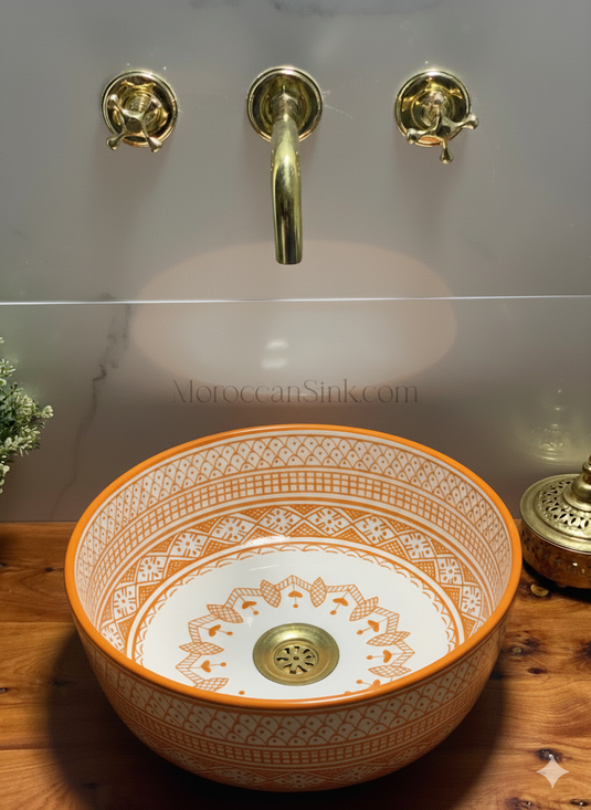 Bathroom Vessel Sink Hand-Painted Bathroom Mid Century Modern Bowl Sink Lavatory