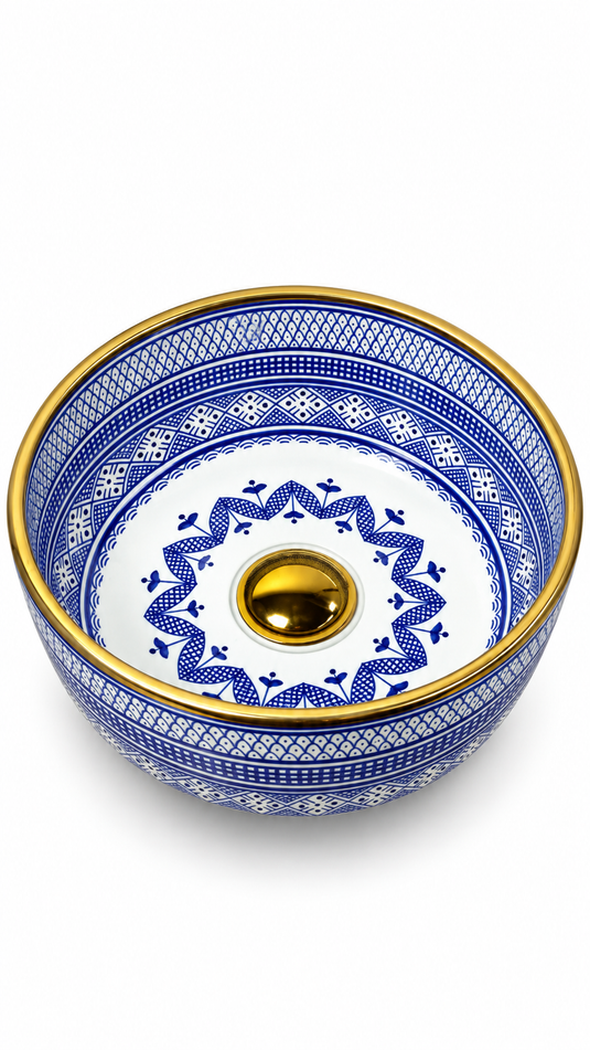 Gold Rim & Ceramic Bathroom Sink