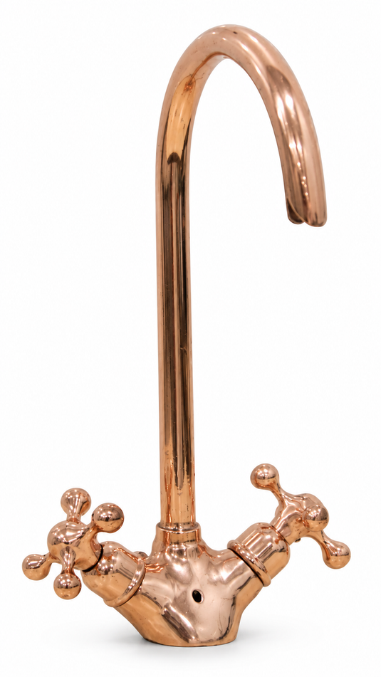 Red copper faucet handmade with luxurious patina color #05