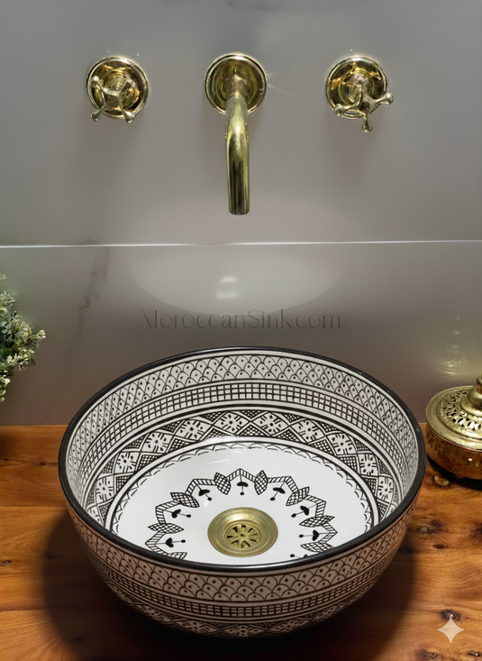 Bathroom Vessel Sink Hand-Painted Bathroom Mid Century Modern Bowl Sink Lavatory