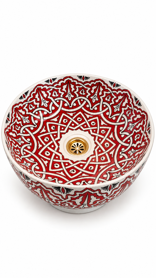 Red Hand Painted Bathroom & Kitchen Sink