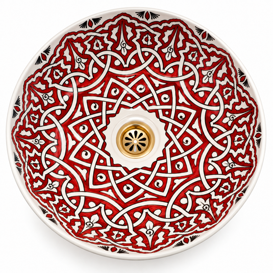 Red Hand Painted Bathroom & Kitchen Sink
