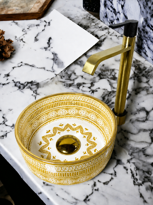 Gold Rim & Ceramic Bathroom Sink