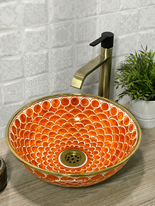 Hand Painted Blue Fish Scale Sink