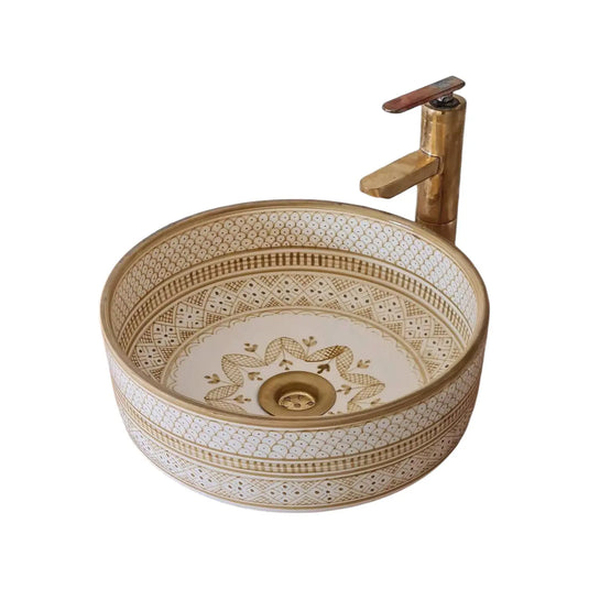 Hand Painted Bathroom & Kitchen Round Washbasin - Moroccan Sink