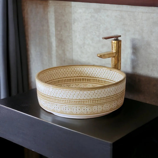 Hand Painted Bathroom & Kitchen Round Washbasin - Moroccan Sink