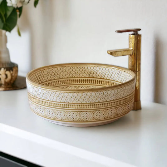 Hand Painted Bathroom & Kitchen Round Washbasin - Moroccan Sink