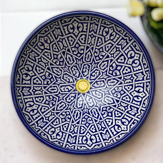 Round Hand Painted Kitchen Washbasin - Moroccan Sink