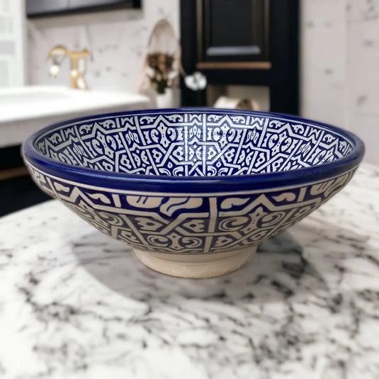 Round Hand Painted Kitchen Washbasin - Moroccan Sink