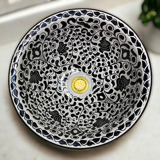 Round Hand Painted Bathroom Sink - Moroccan Sink