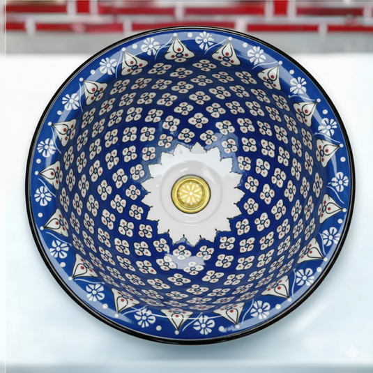 Hand-Painted Red Bathroom & Kitchen Sink