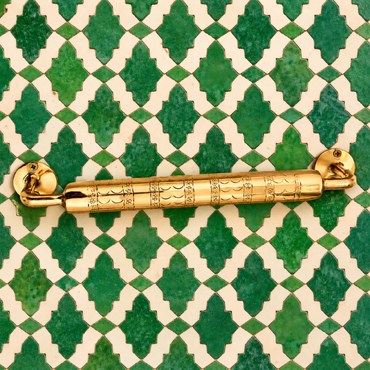 Handcrafted Moroccan Brass Towel Bar – Engraved Wall-Mounted Bathroom Decor