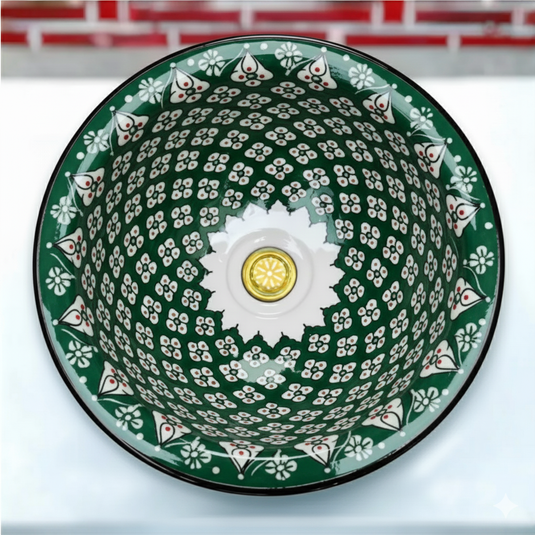 Hand-Painted Red Bathroom & Kitchen Sink