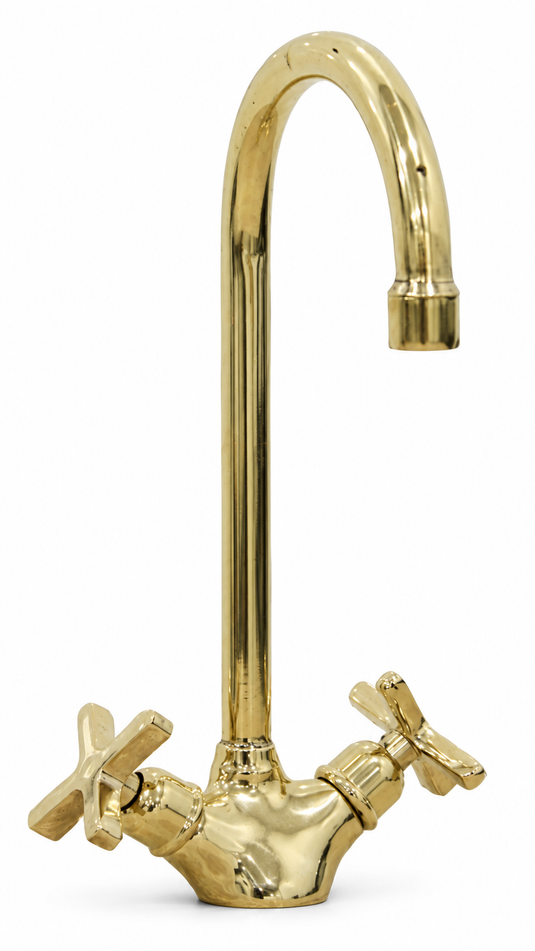 Handmade Brass Countertop Faucet Unlacquered Patina Finish #06