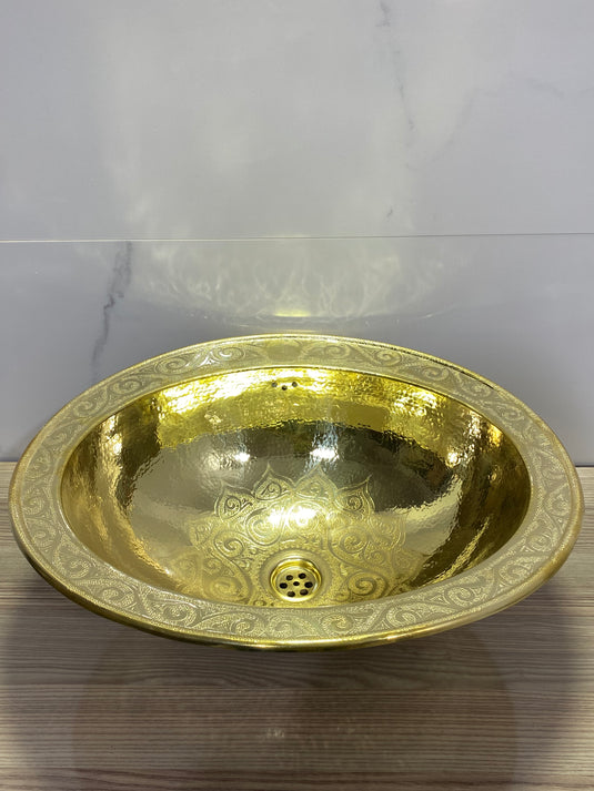 Engraved brass Moroccan sink hammered , brass Sink, arabic bathroom