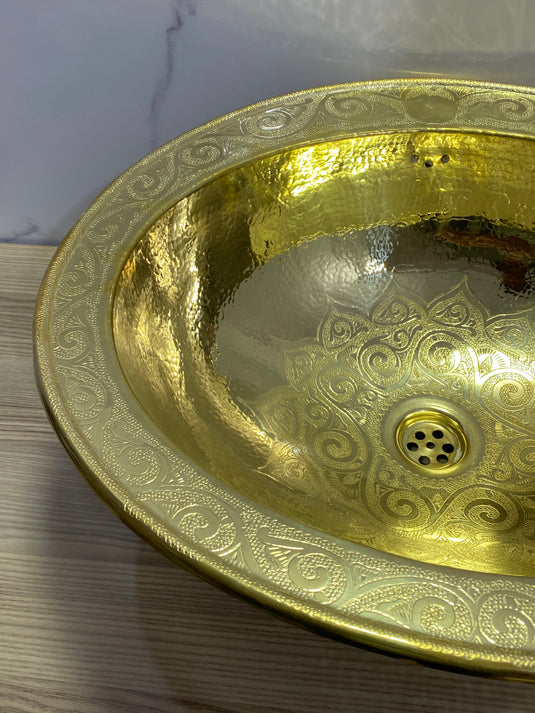 Engraved brass Moroccan sink hammered , brass Sink, arabic bathroom