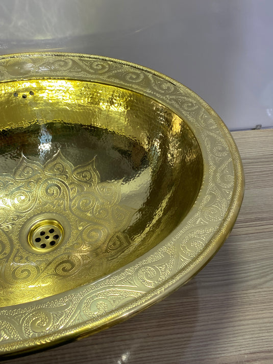 Engraved brass Moroccan sink hammered , brass Sink, arabic bathroom