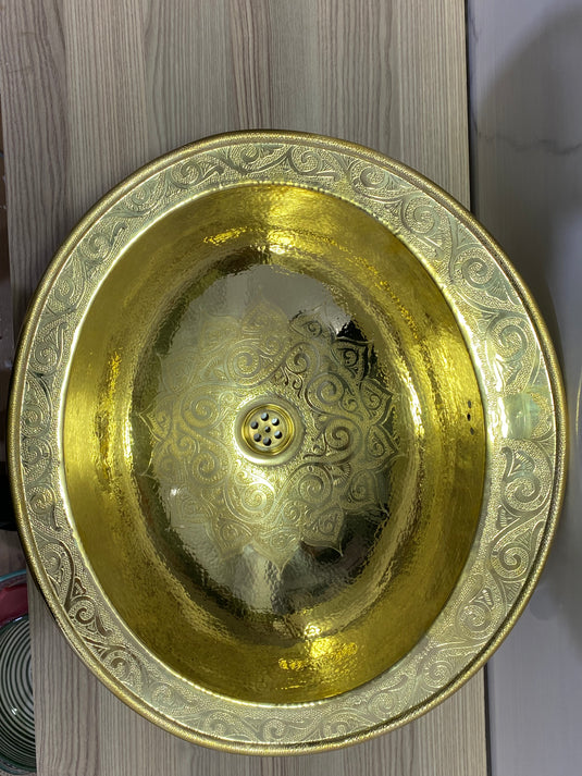 Engraved brass Moroccan sink hammered , brass Sink, arabic bathroom