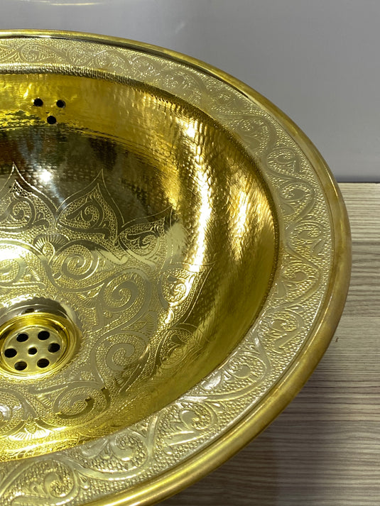 round sink , Hand engraved brass Moroccan sink hammered , Marrakech decor style vintage brass Sink, arabic bathroom , handmade pattern