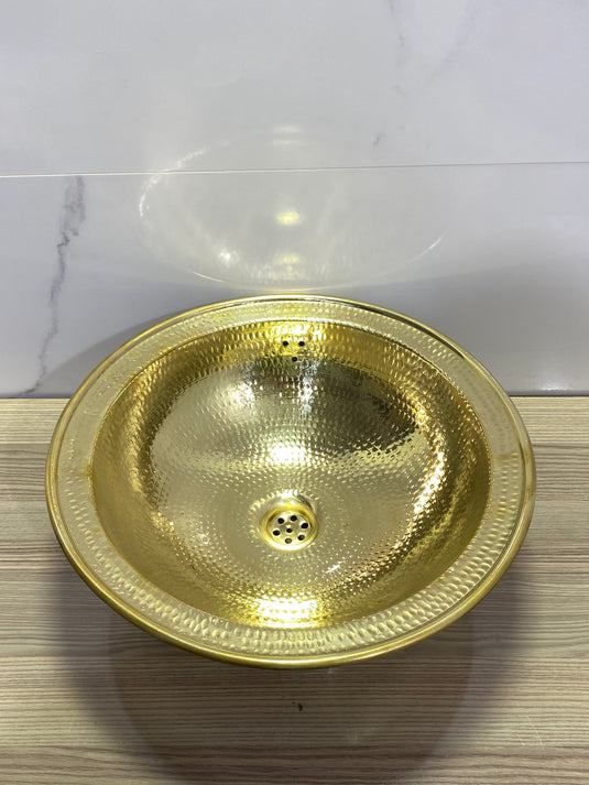 Round Brass sink , Hand engraved brass Moroccan sink hammered