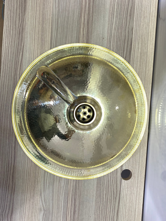 Round Brass sink , Hand engraved brass Moroccan sink hammered