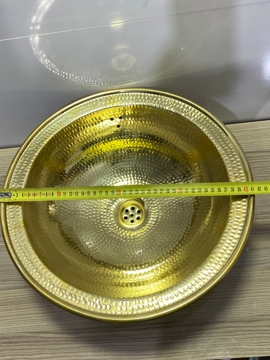 Round Brass sink , Hand engraved brass Moroccan sink hammered