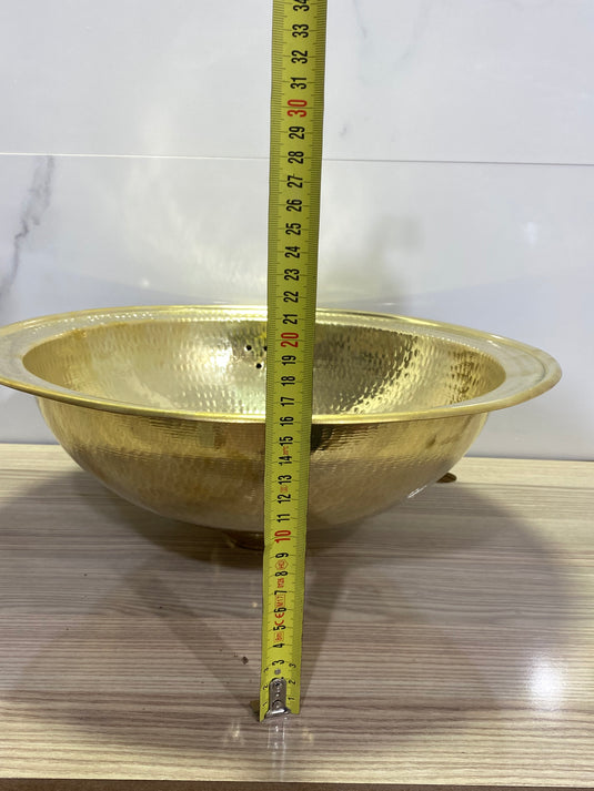 Round Brass sink , Hand engraved brass Moroccan sink hammered