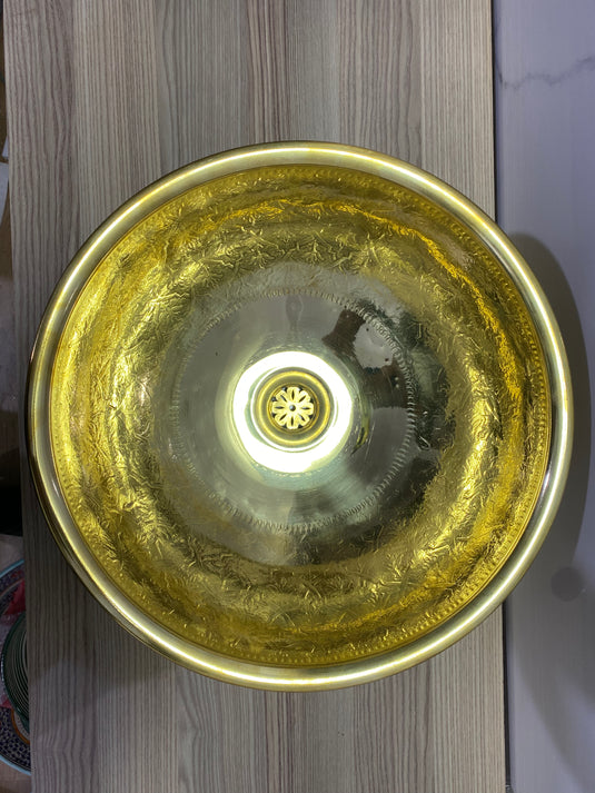 moroccan bathroom decor , sink Brass Moroccan sink hammered gold color .