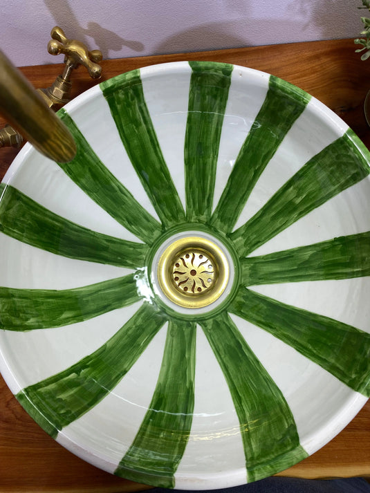 Green Hand Painted Bathroom & Kitchen Sink - Moroccan Sink