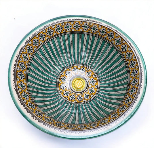 Round Hand Painted Bathroom Sink - Moroccan Sink