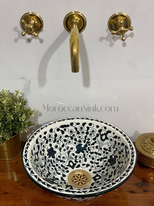 Hand-Painted Bathroom Mid Century Bathroom Vessel Sink