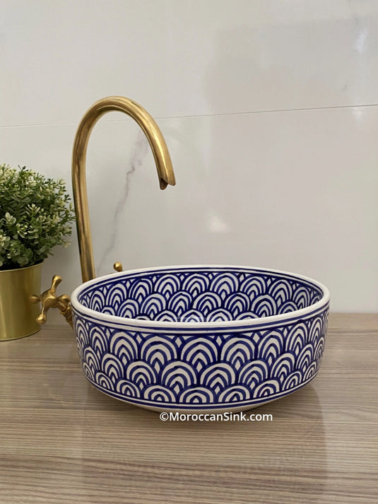 Round Hand Painted Washbasin For Home Decor - Moroccan Sink