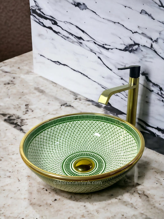 Moroccan Washbasin 14k Gold Ceramic Sink - Moroccan Sink