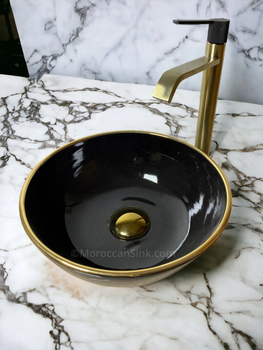 Moroccan 14K GOLD Uni Color Black Sink - Moroccan Sink