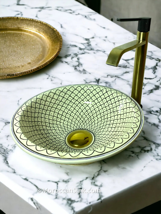 Hand Painted Fishscale Moroccan Washbasin - Moroccan Sink