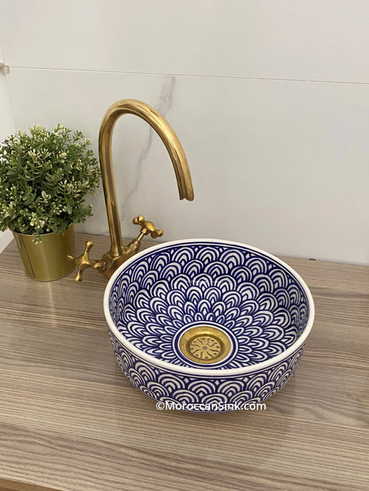 Round Hand Painted Washbasin For Home Decor - Moroccan Sink