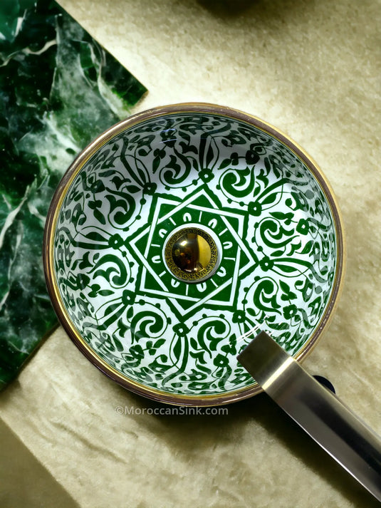 Gold Rim Bathroom and Kitchen Vessel - Moroccan Sink