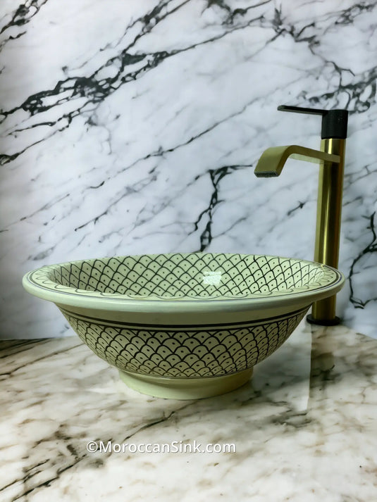 Hand Painted Fishscale Moroccan Washbasin - Moroccan Sink