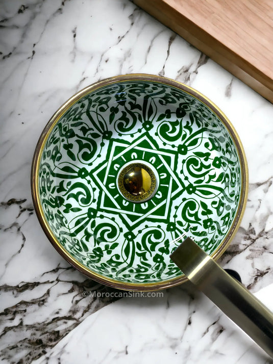 Gold Rim Bathroom and Kitchen Vessel - Moroccan Sink