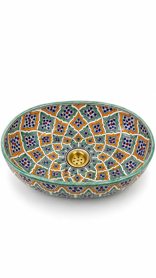 Multicolour Oval Moroccan Ceramic Sink #002